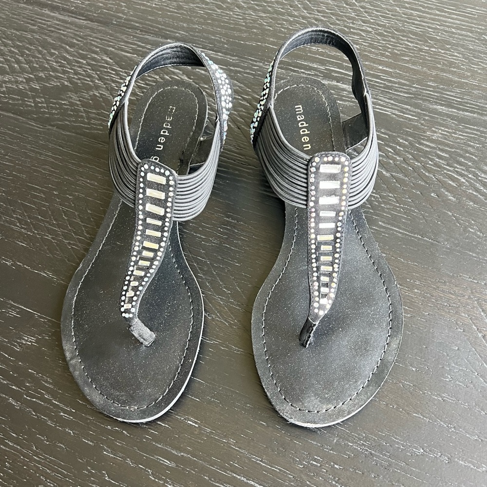 Madden Girl Sandals in Black by Decorative Rhinestones